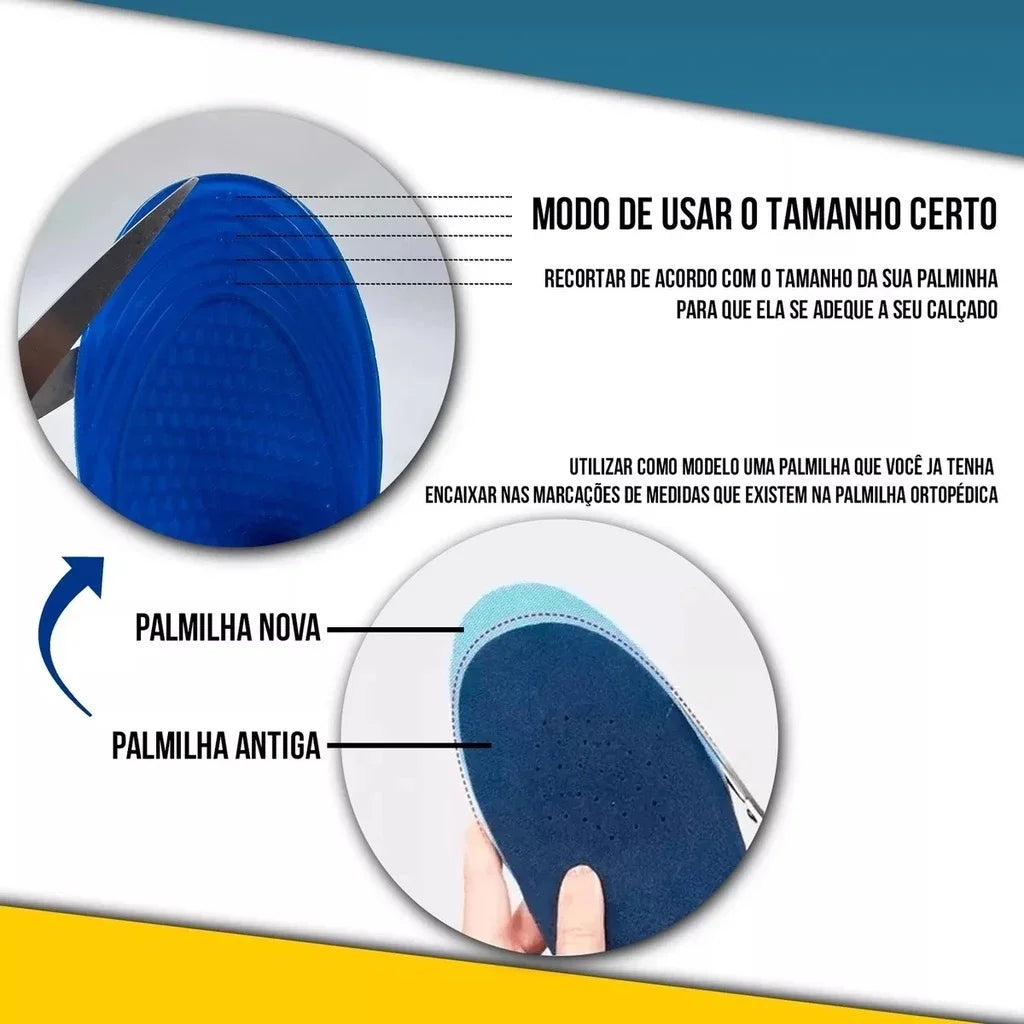 Palmilha Ortopédica Em Gel Silicone Anti-Impacto Unissex